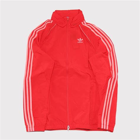 corta vento adidas originals vermelho com ziper